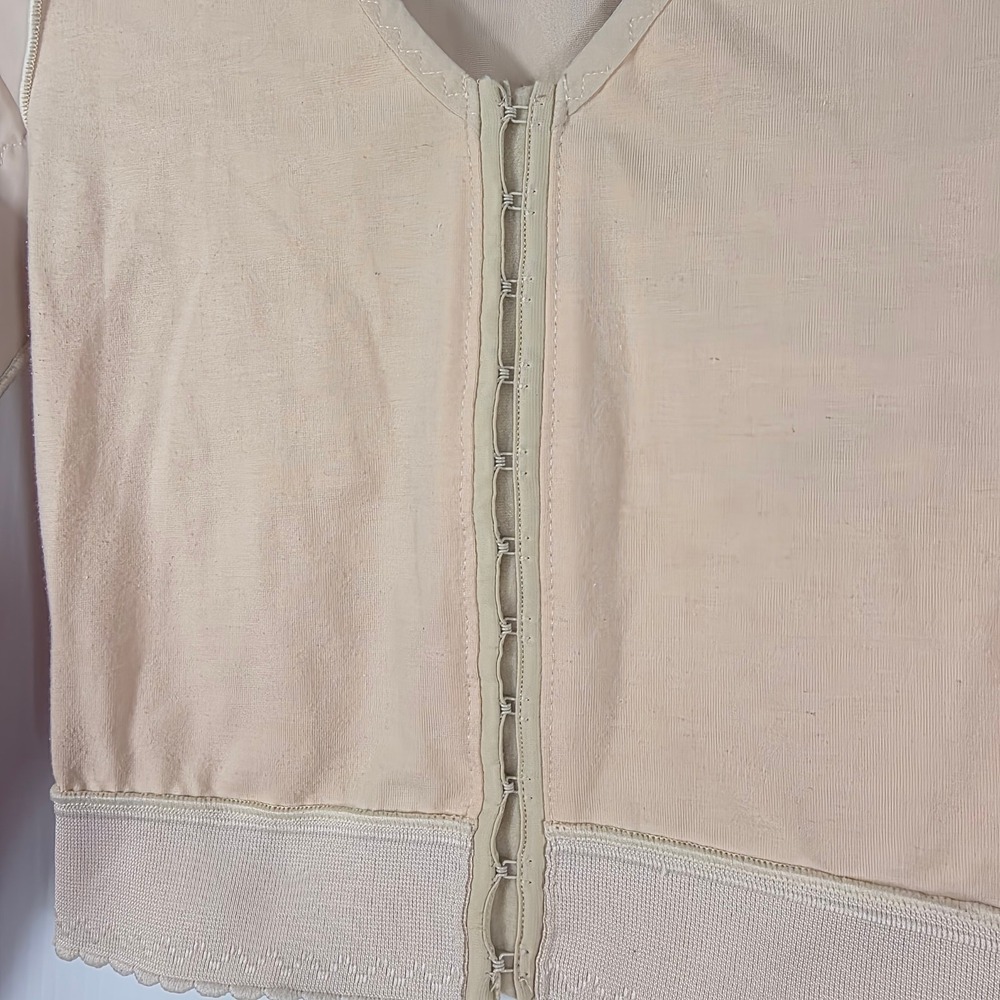 ContourMD Womens Compression Vest Long Sleeve Hook Eye Nude Beige Size Medium - Picture 4 of 7